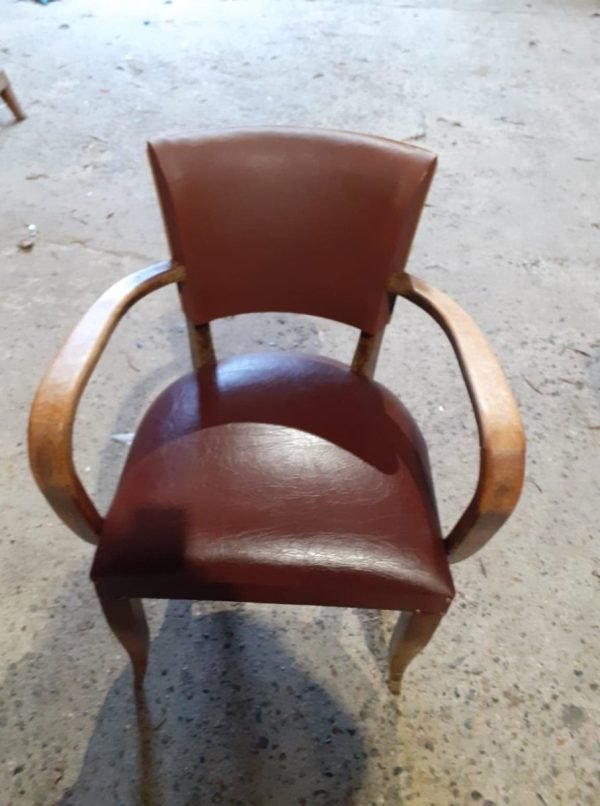 Fauteuil bridge simili cuir année 50